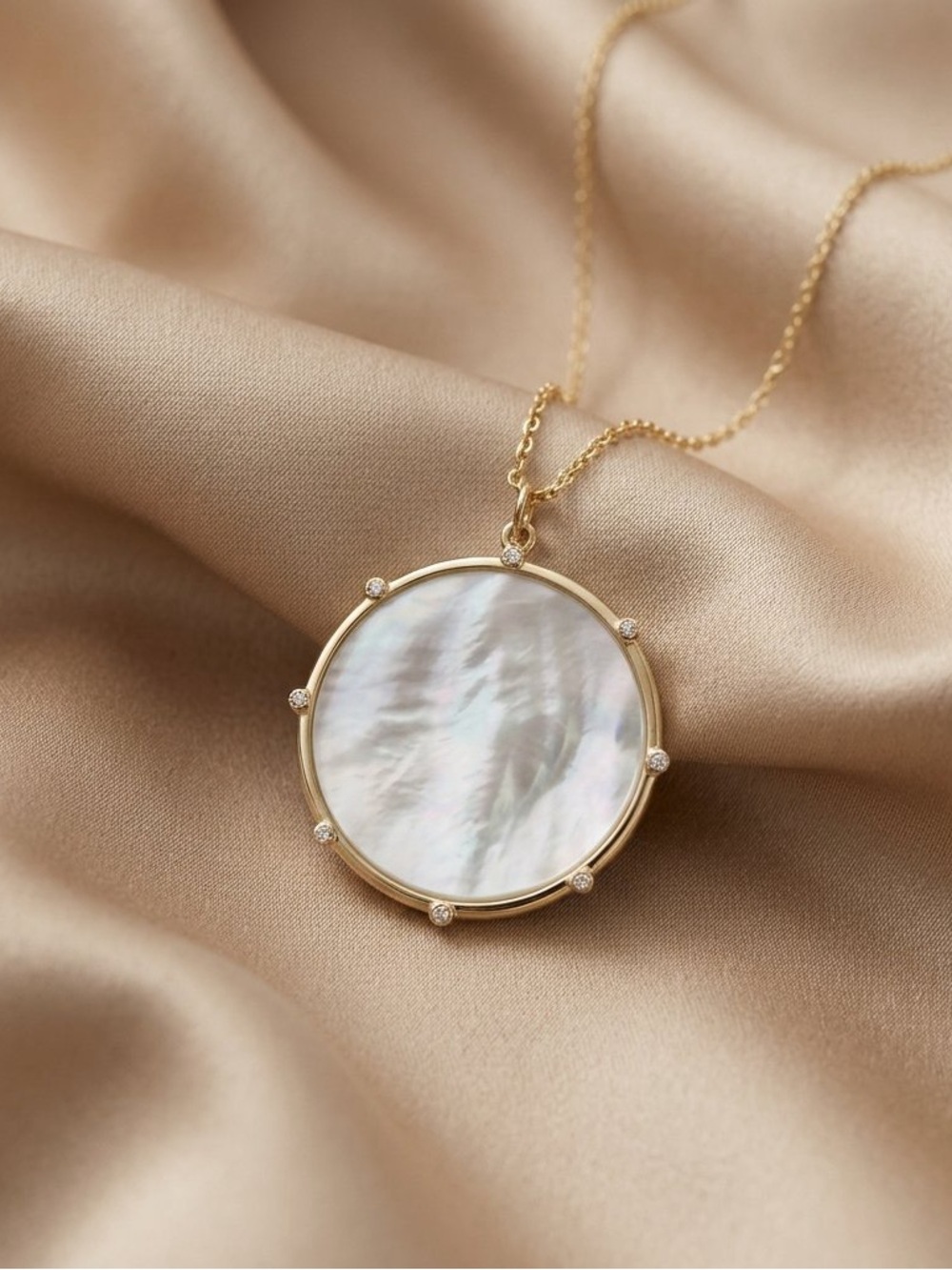 Argento Vivo 18k Gold-Plated Sterling Silver 20" Mother of Pearl Circle Necklace